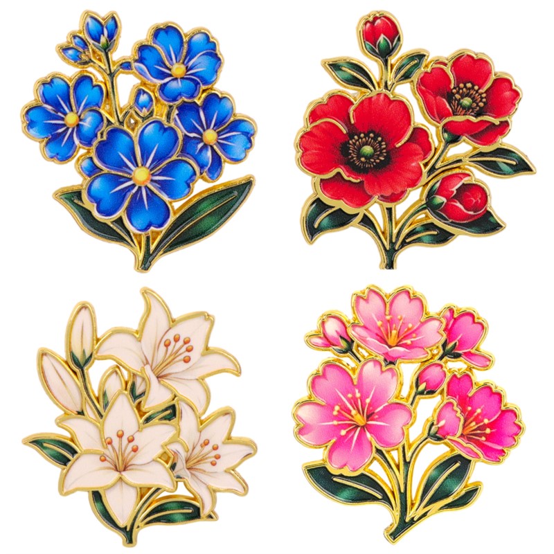 Supply Florist - Bonito Broche de Esmalte Floral Vintage